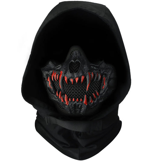 Guayma Airsoft Half Face Skull Masks Tactical Face Protection Mesh Mask for Halloween Cosplay Paintball CS GamesSuit