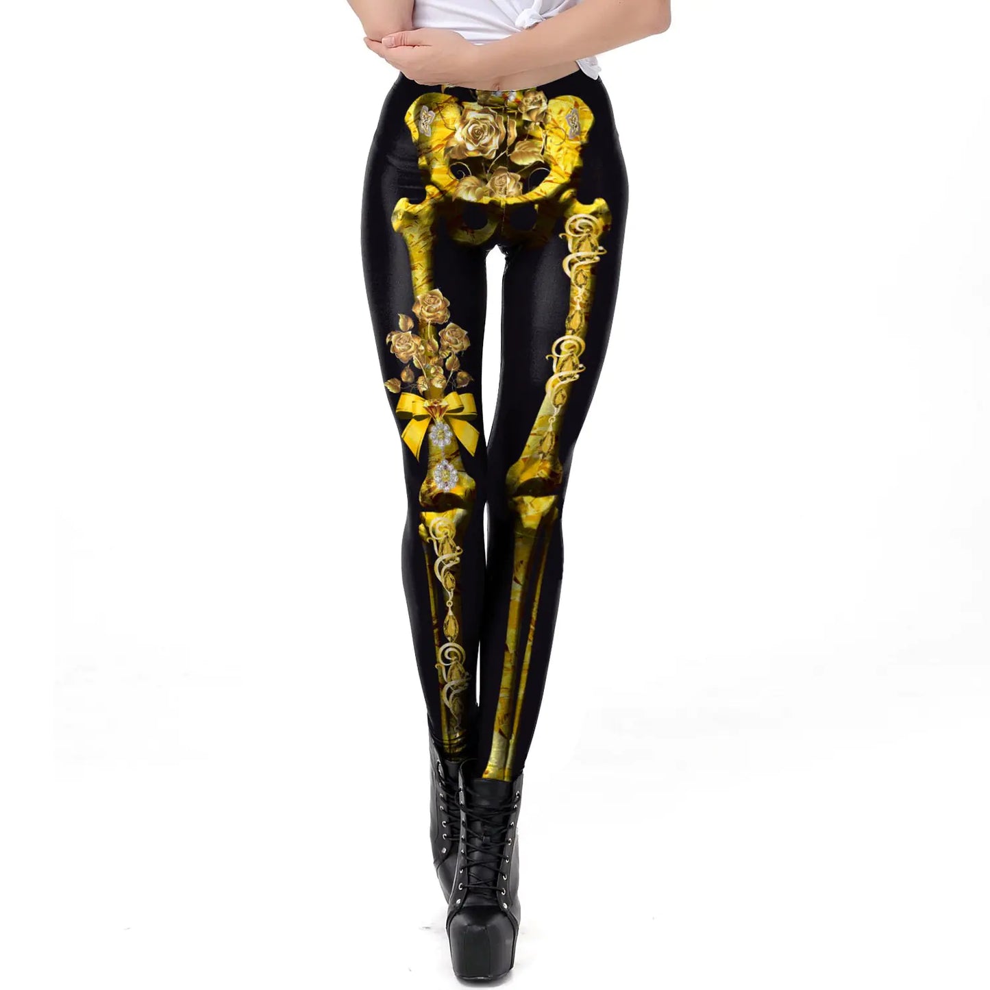 Horror Skull Print Leggings for Halloween Costumes