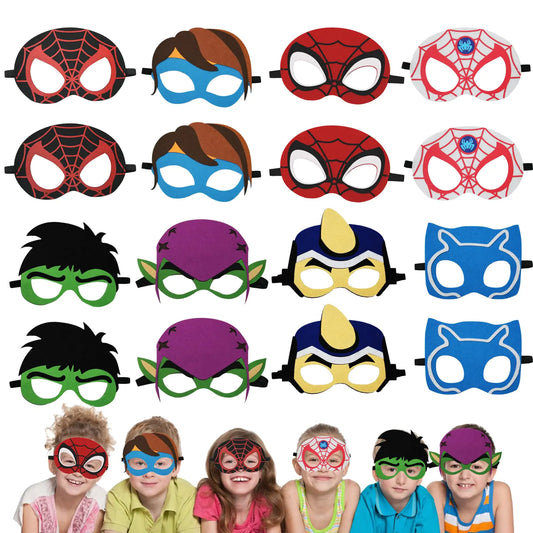 Superhero Masks Party Favors for Kids 16 Packs Superhero Party Supplies for Kids Dress Up Birthday Gift Halloween Cosplay Party Masks Party Supplies