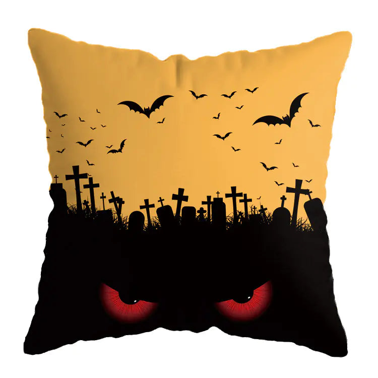 Linen Skull Halloween Pillow Cover