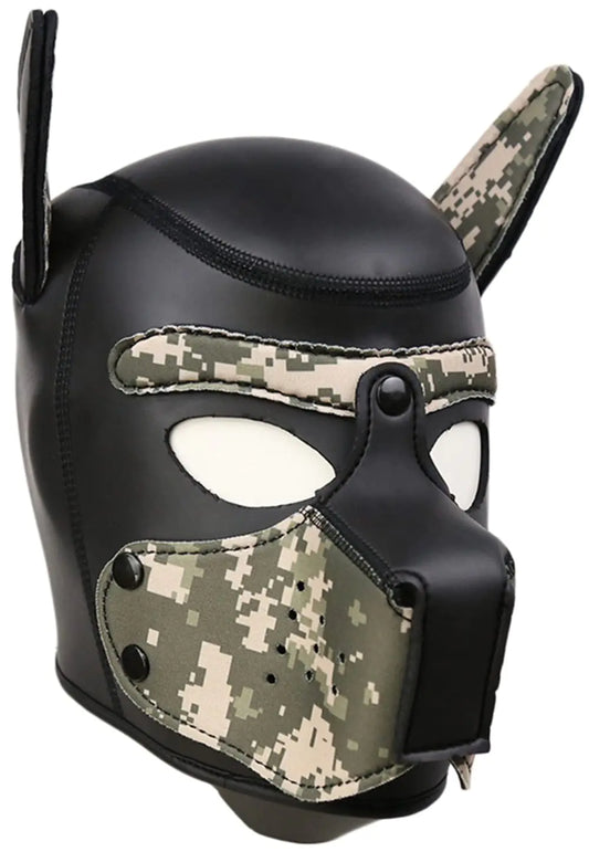 jecrizy Dog Head Masks Neoprene Puppy Hood Neoprene Full Face Mask Halloween Mask Novelty Party Costume (X-Large Camouflage)