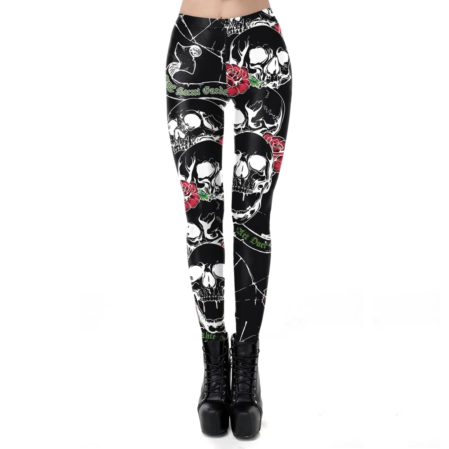 Horror Skull Print Leggings for Halloween Costumes