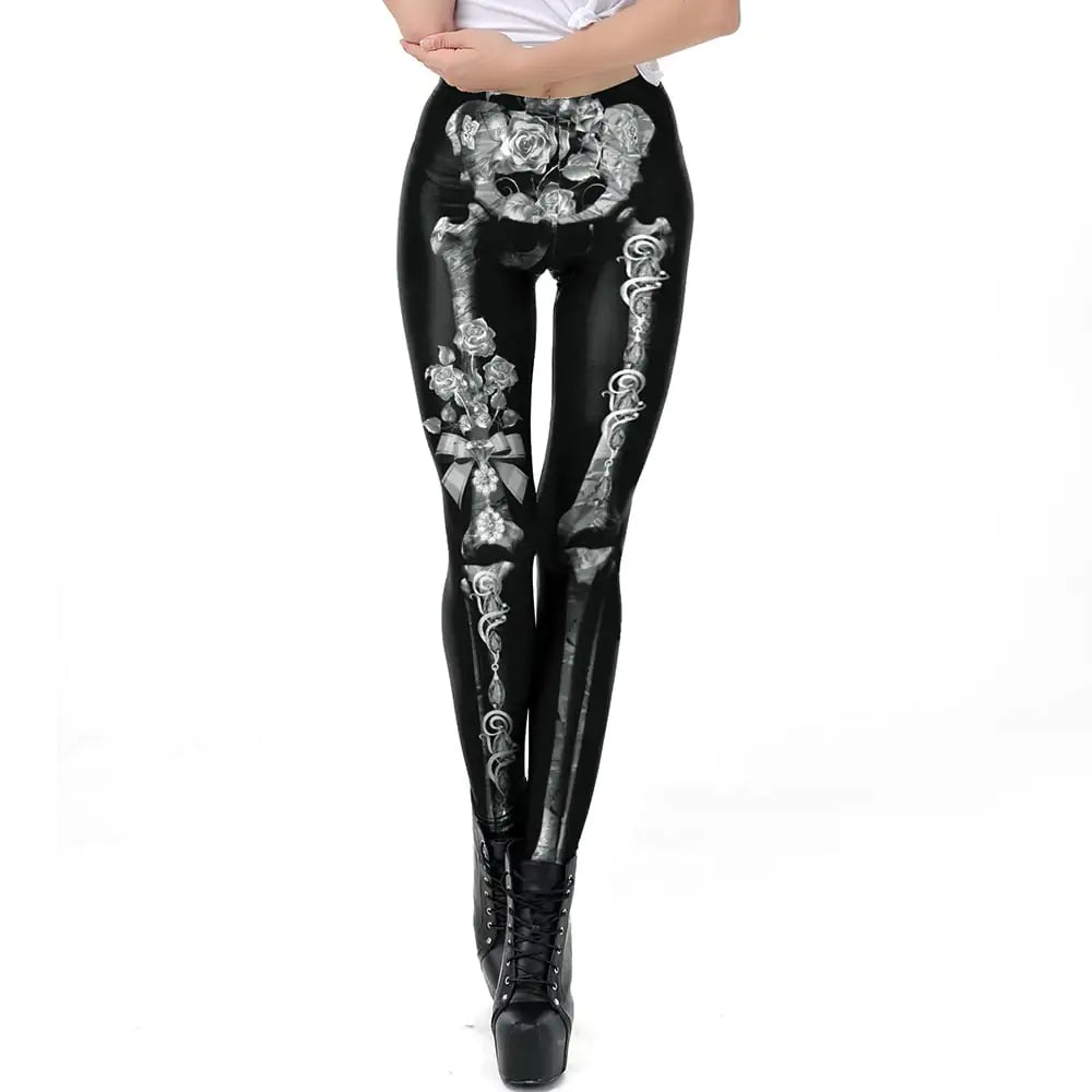 Horror Skull Print Leggings for Halloween Costumes